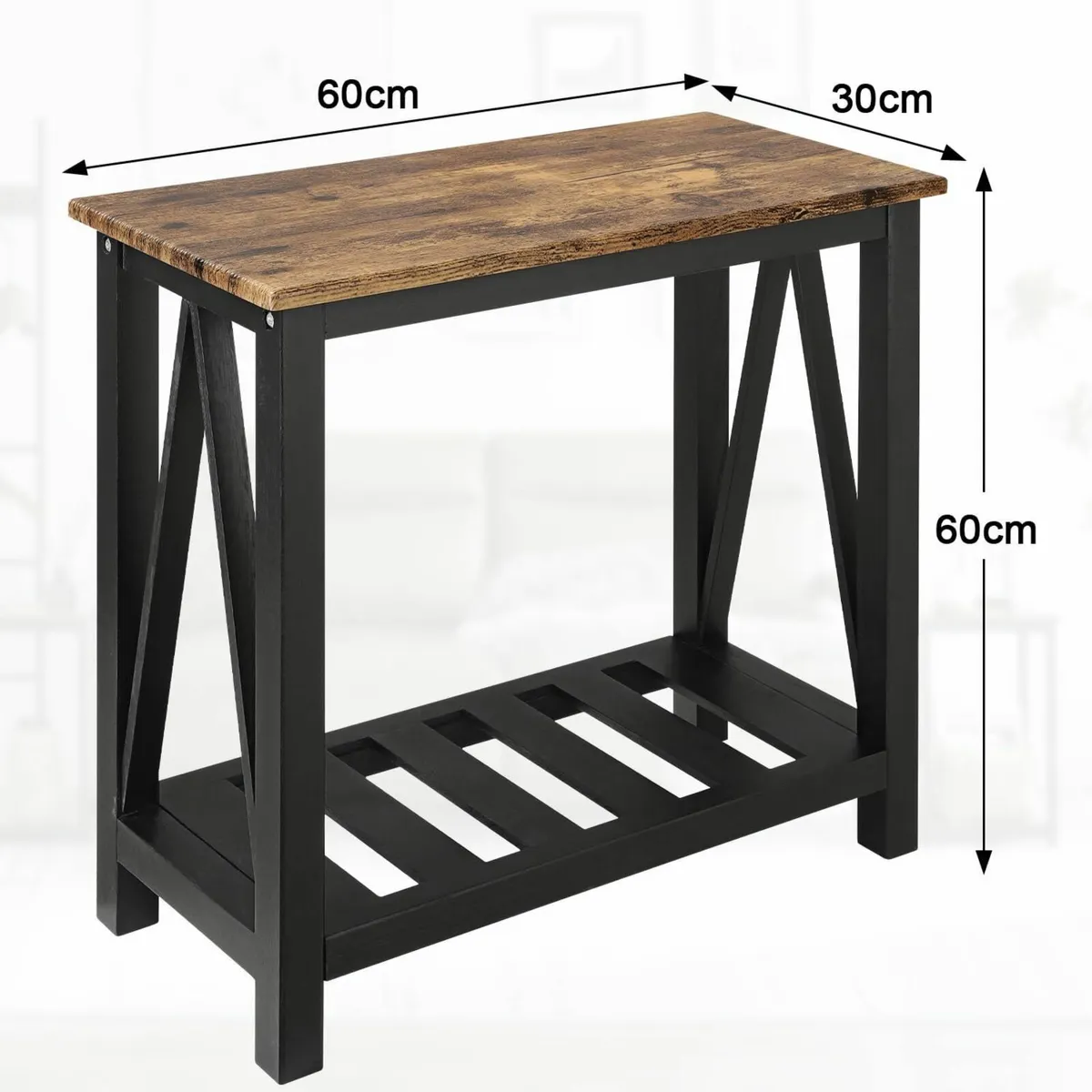 Narrow End table Rectangular Side Tables with - Image 3