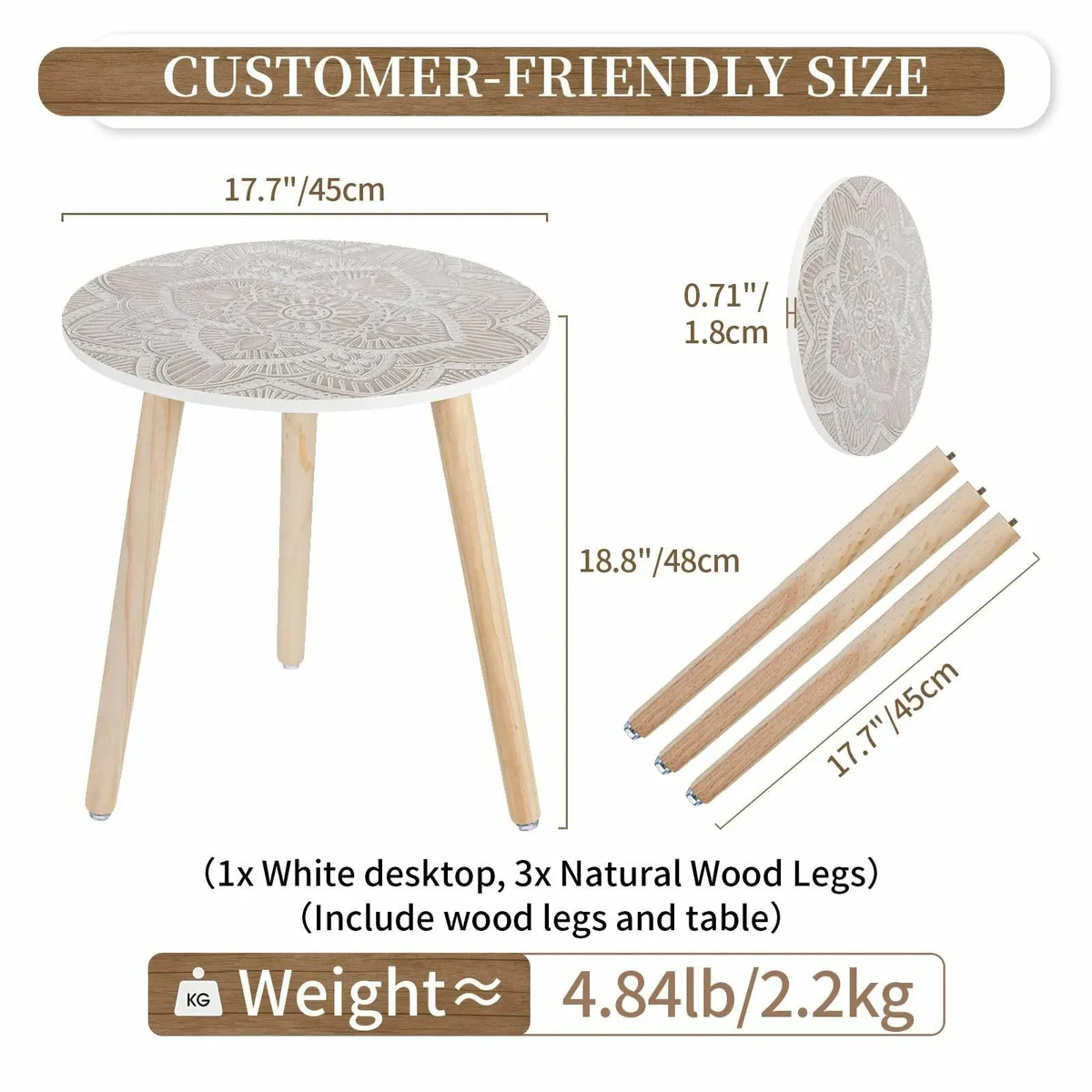 Small Round Side Table: Boho Floral End Tables - Image 3