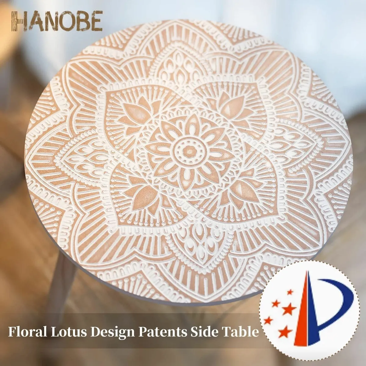 Small Round Side Table: Boho Floral End Tables - Image 4