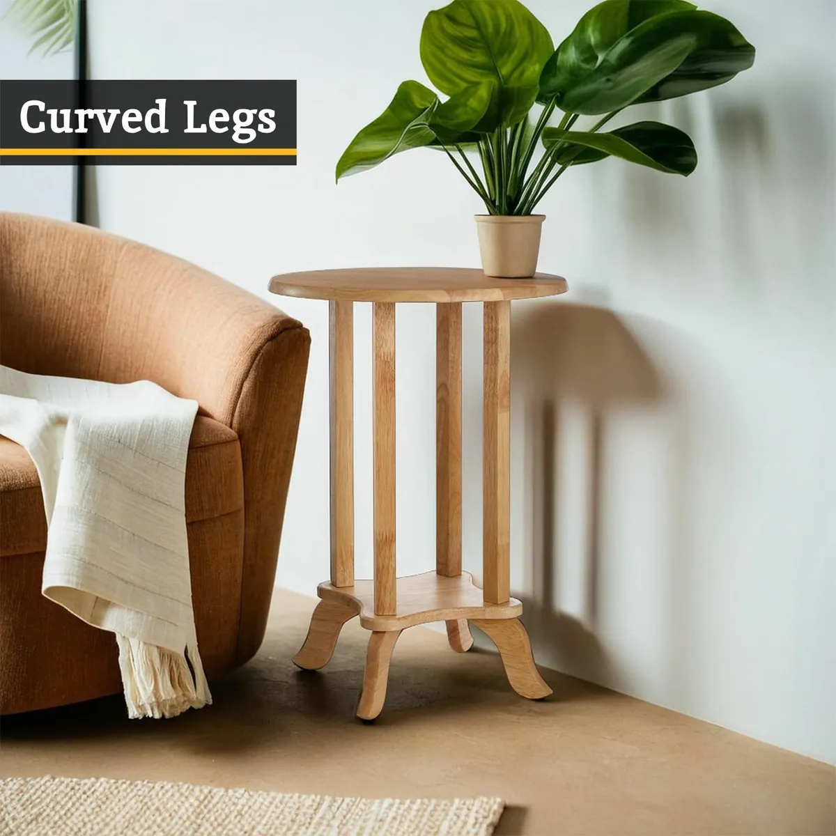 Housewares Small Side Table Wooden Telephone - Image 4