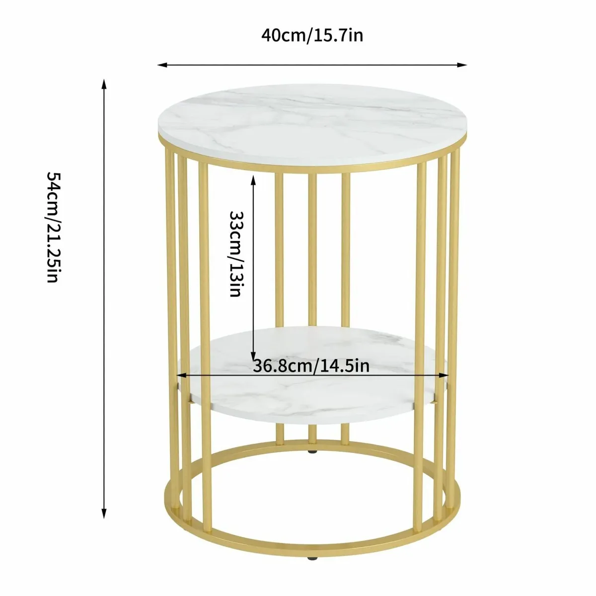 Marble Top Side Table Gold: Small Circle End - Image 3