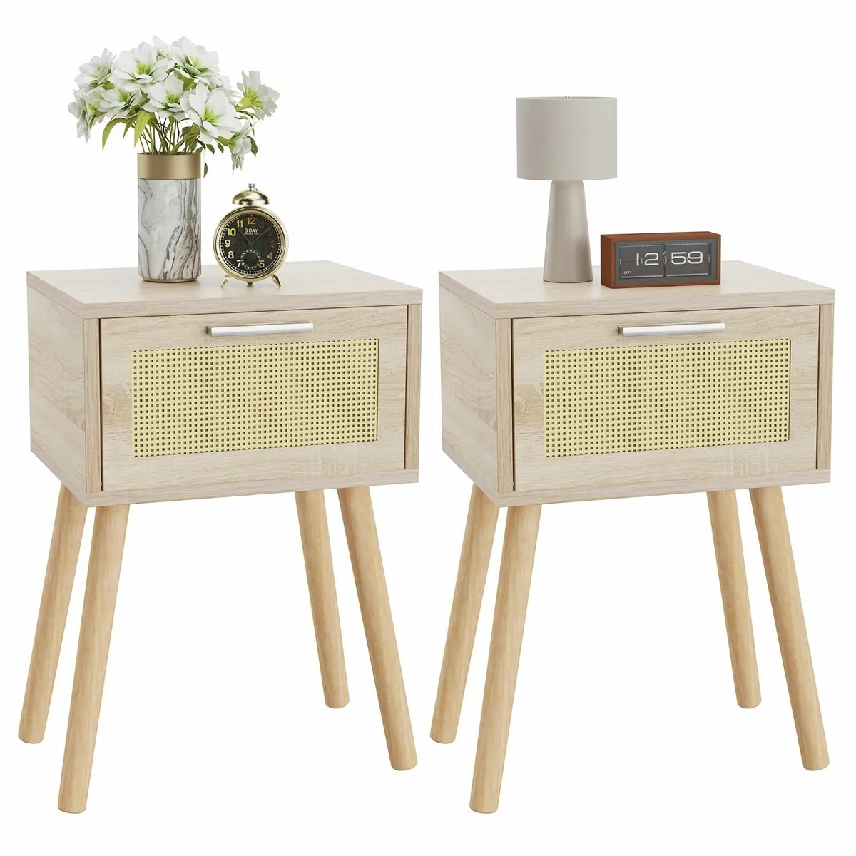 Nightstand Set of 2 End Table Small Bedside - Image 1
