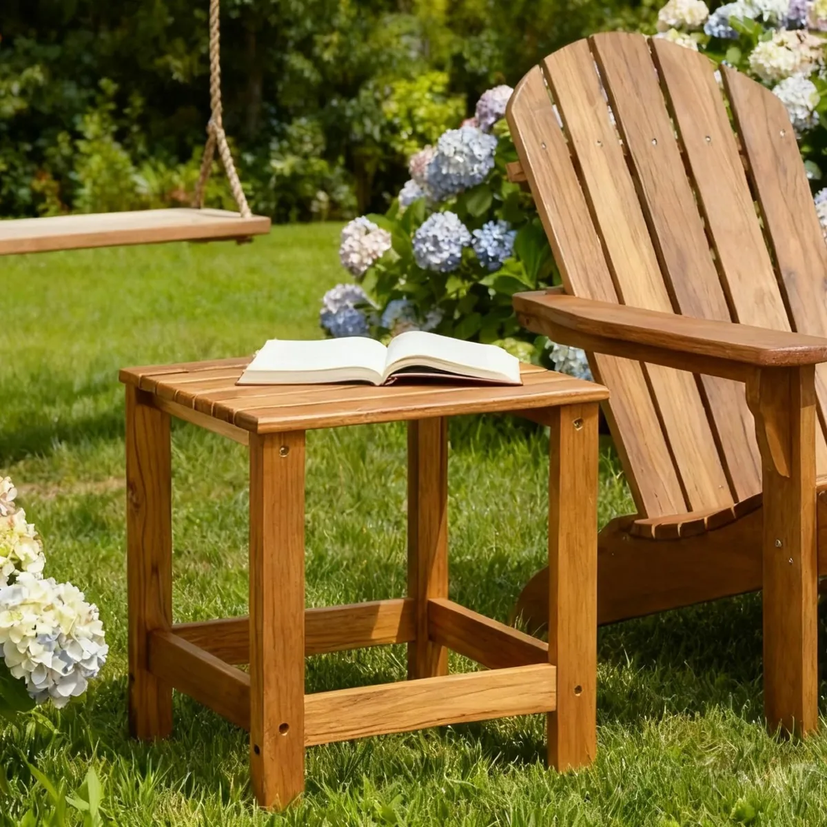Teak Outdoor Side Table for Patio Pool Coffee - Image 4
