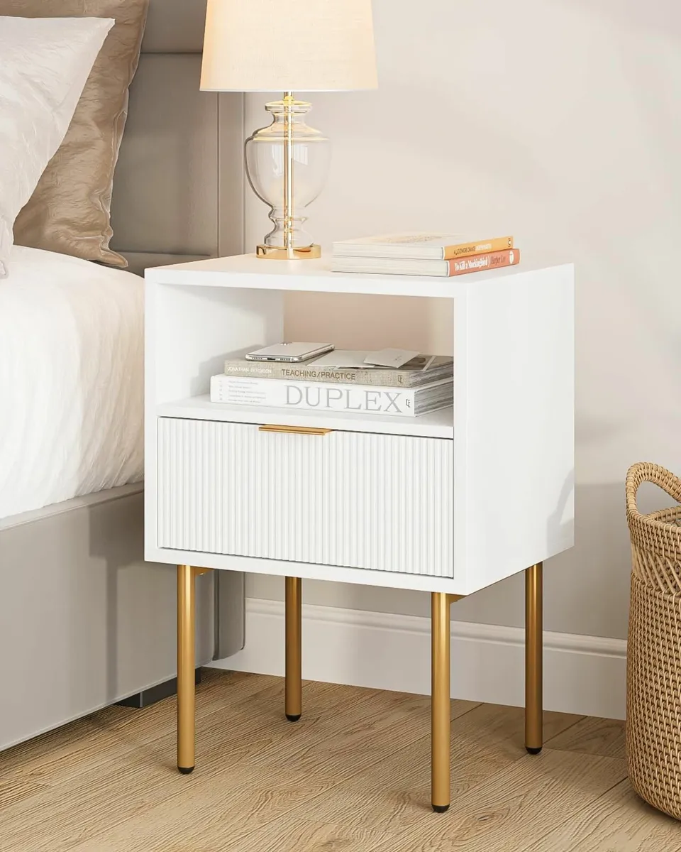 Bedside Table Small Cabinet with Drawer and - Image 1