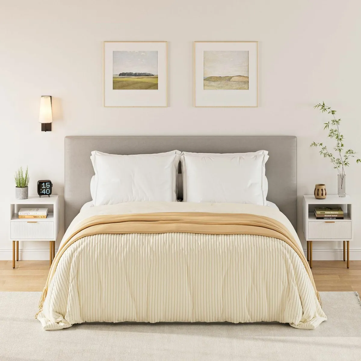 Bedside Table Small Cabinet with Drawer and - Image 4