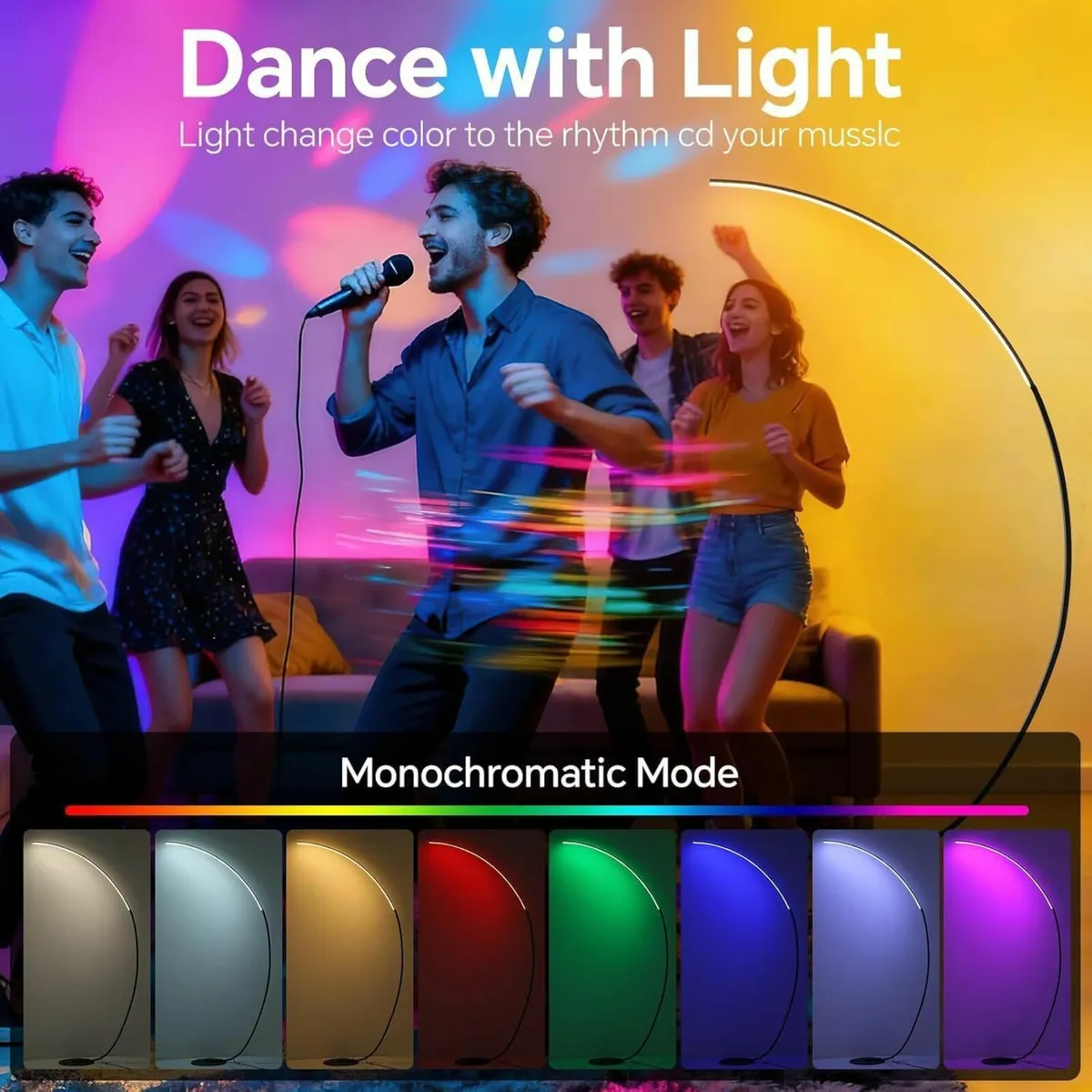 RGB Floor Lamp 165cm Million Colors Changing Arc - Image 3