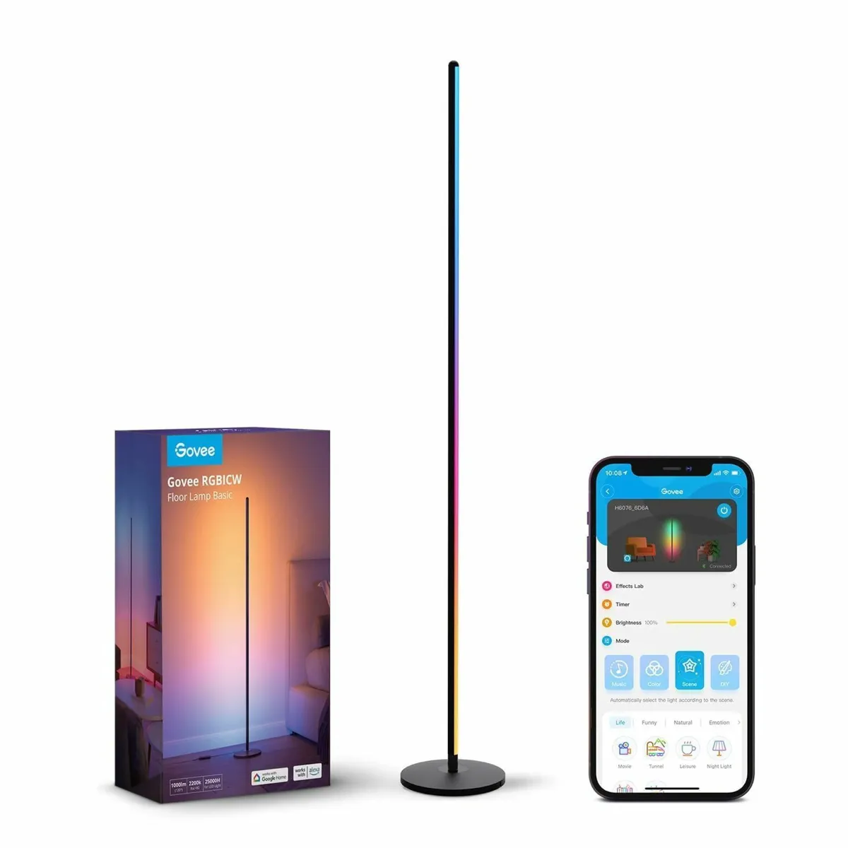 LED Floor Lamp RGBIC Modern Corner Smart Standing - Image 1
