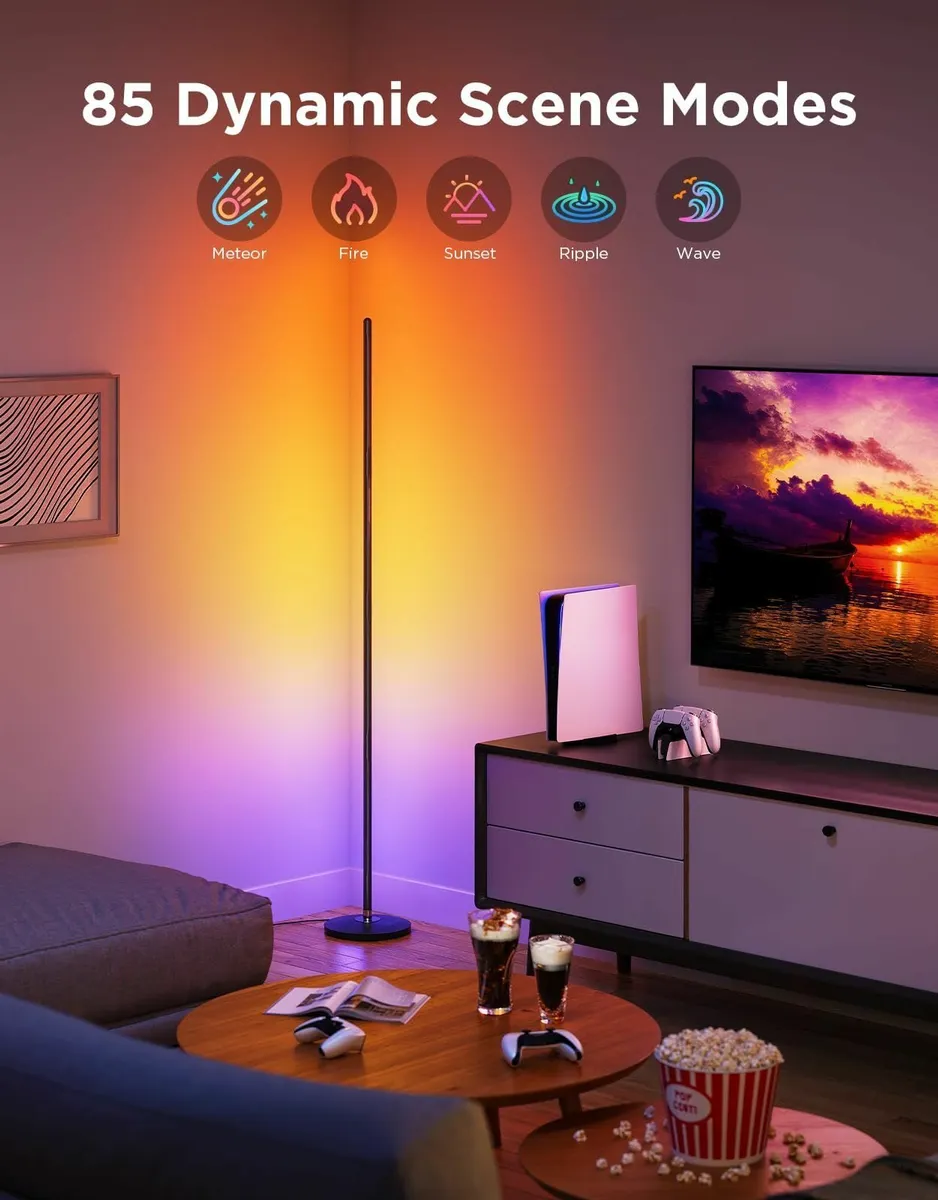 LED Floor Lamp RGBIC Modern Corner Smart Standing - Image 3