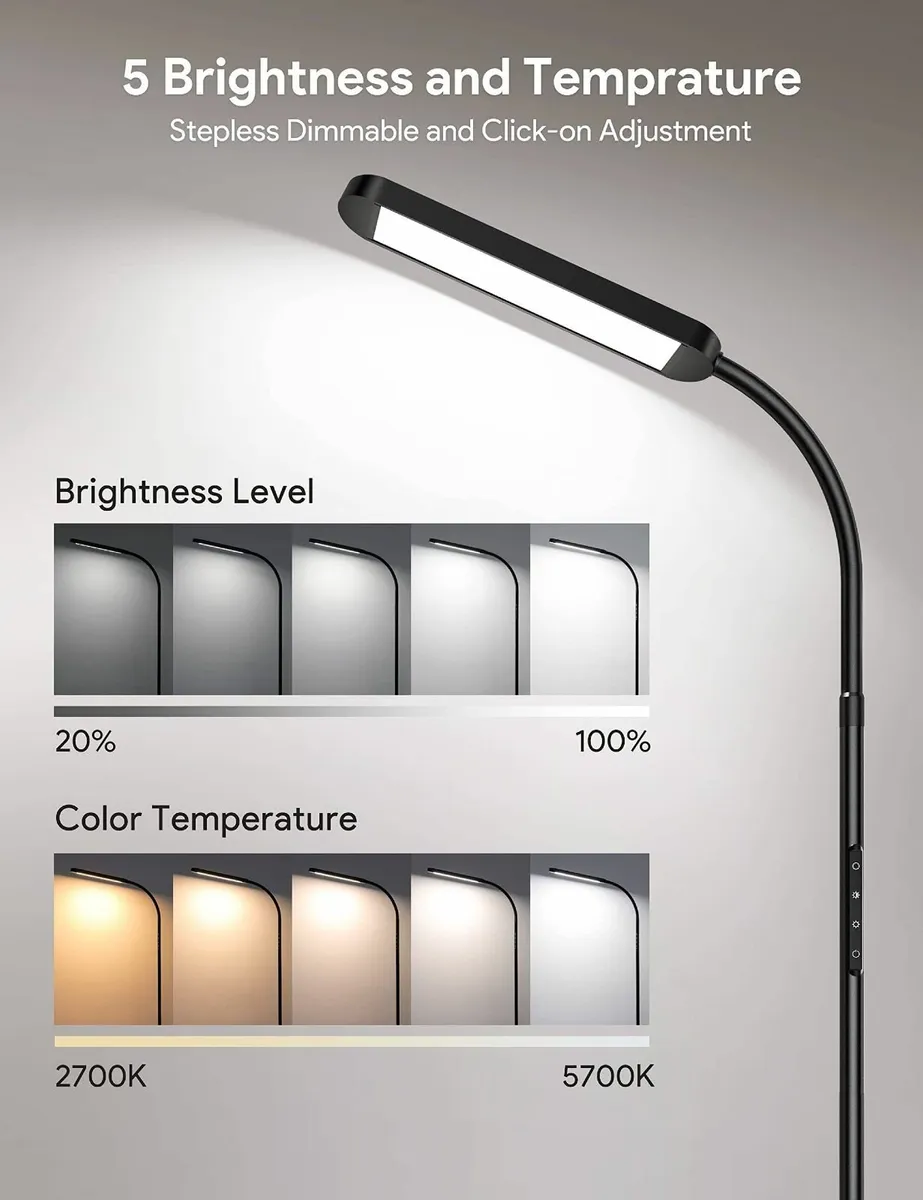 LED Floor Lamp 12W Standing with 5 Color Temperatu - Image 2