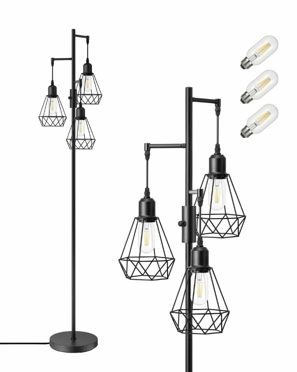 Industrial Floor Lamp with 3 LED Bulbs Diamond - Image 1