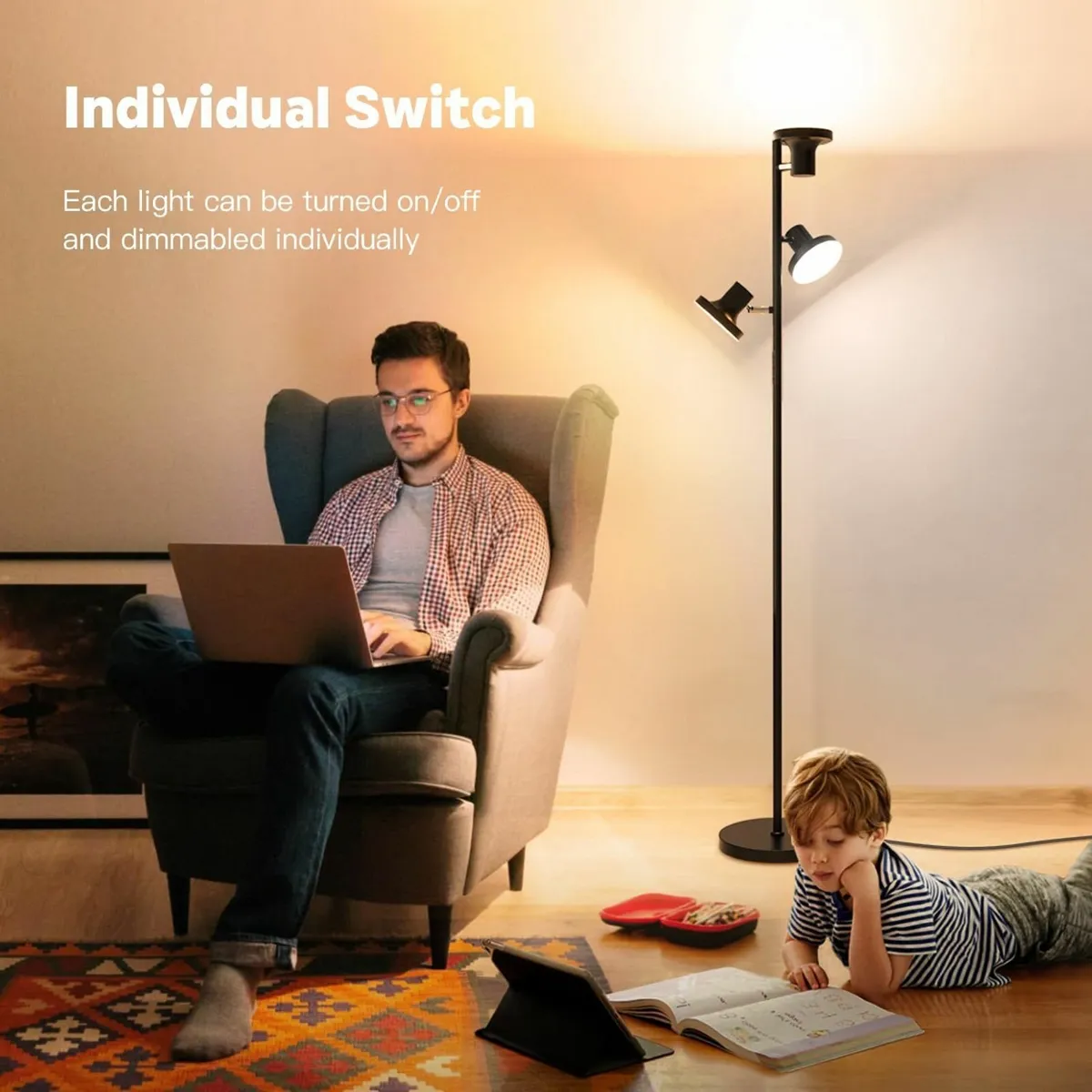 36W LED Tree Floor Lamp Modern Dimmable Standing - Image 3