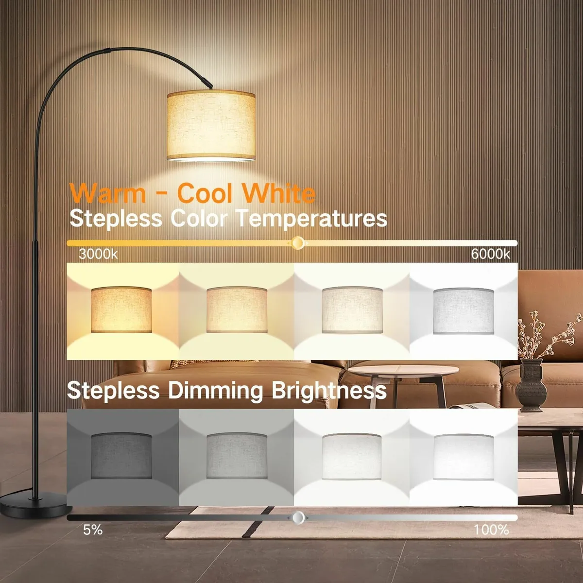 Arc Floor Lamp with Remote Control 4 Colour - Image 2