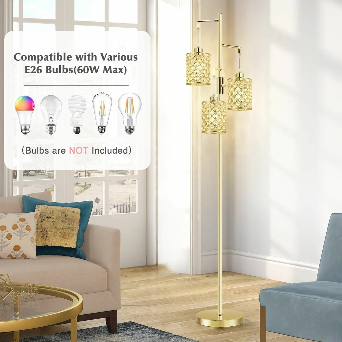 Morden Gold Crystal Floor Lamps for Living Room - Image 4