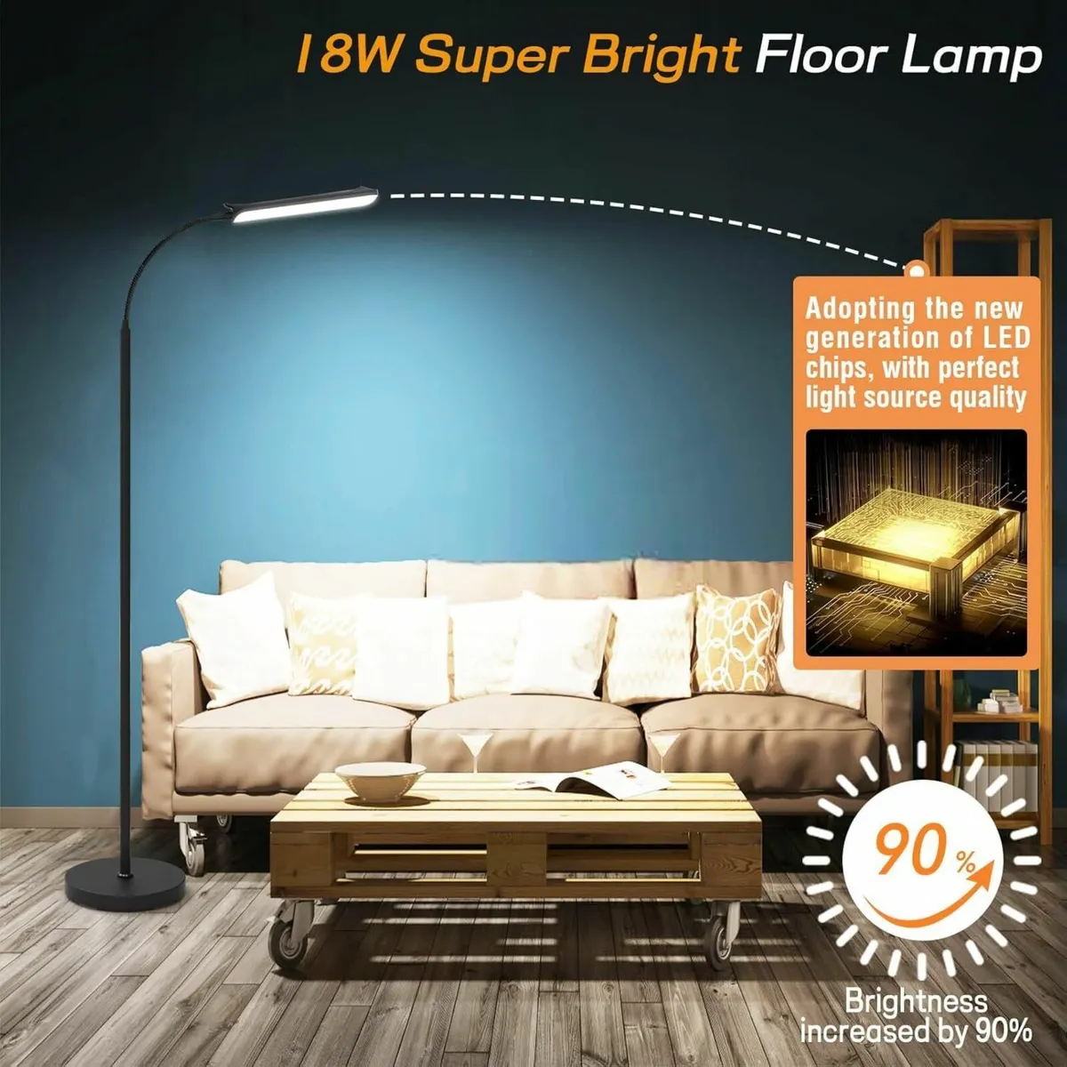 LED Uplighter Floor Lamp Adjust freely 18W 1800LM - Image 2
