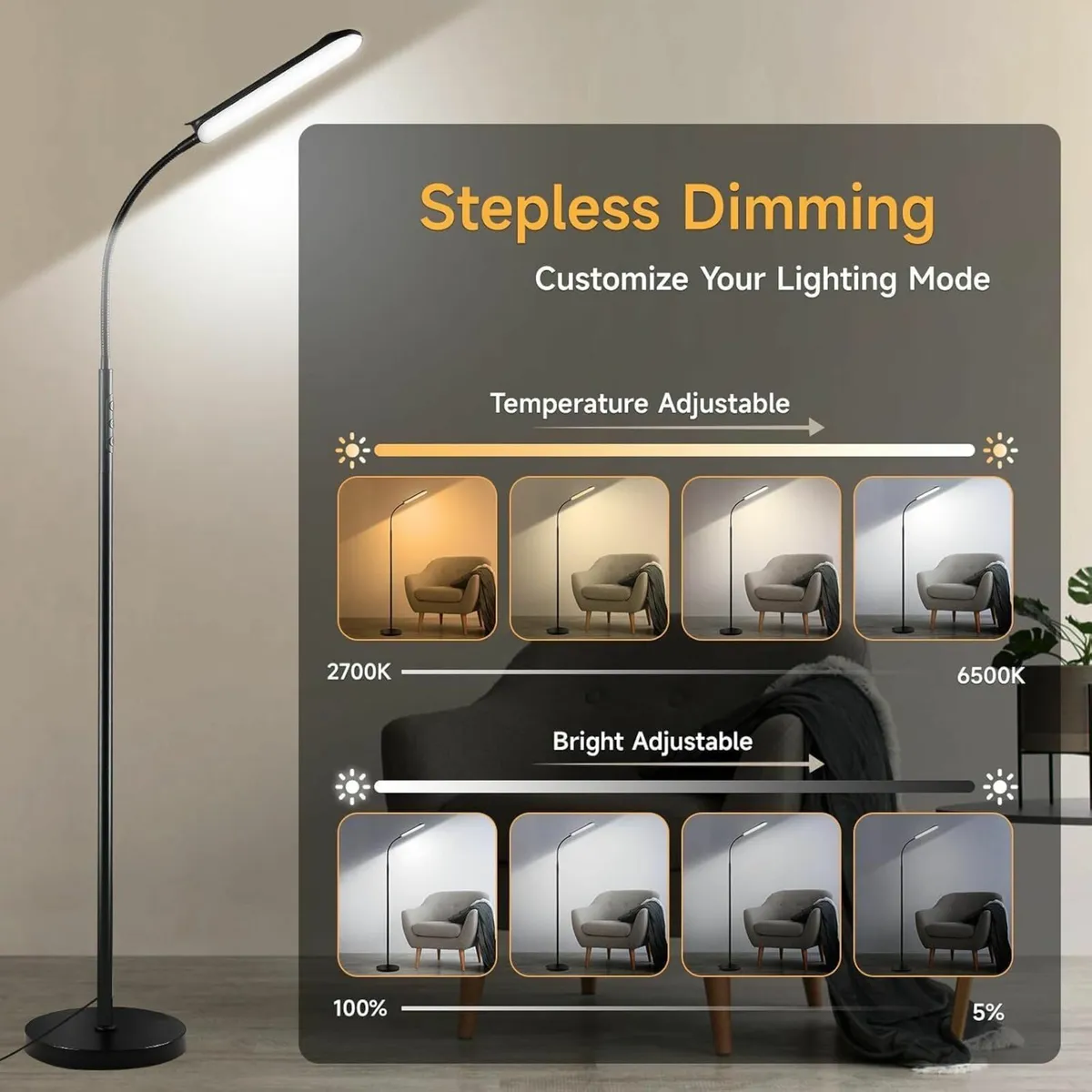 LED Uplighter Floor Lamp Adjust freely 18W 1800LM - Image 3