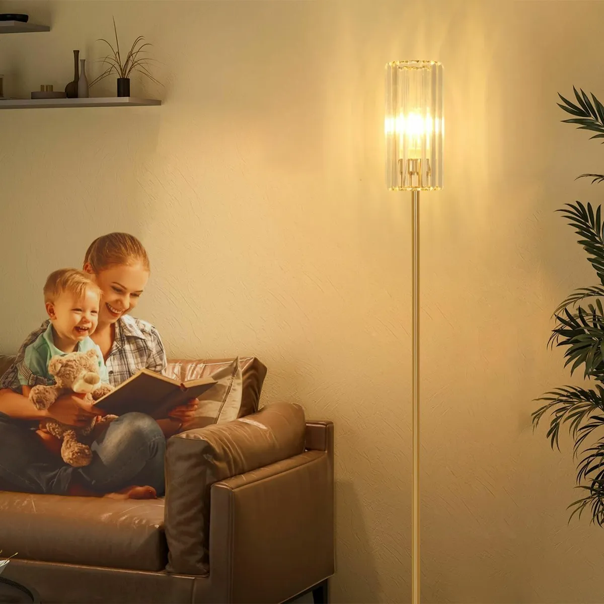 Gold Floor Lamps for Living Room Crystal Standing - Image 2