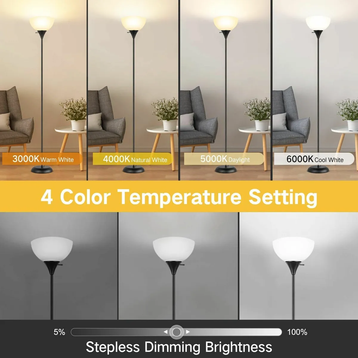Dimmable Upligther Floor Lamp with Remote Control - Image 2