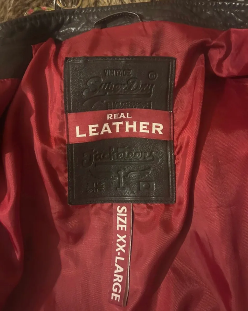 Men’s Superdry Real Leather Jacket - Image 3