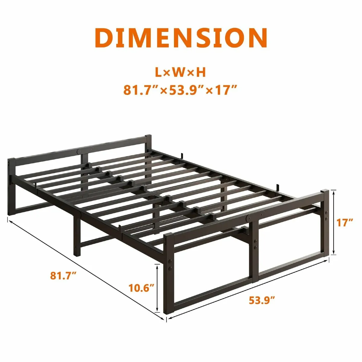 Double Bed Frame Metal Platform with Underbed - Image 2