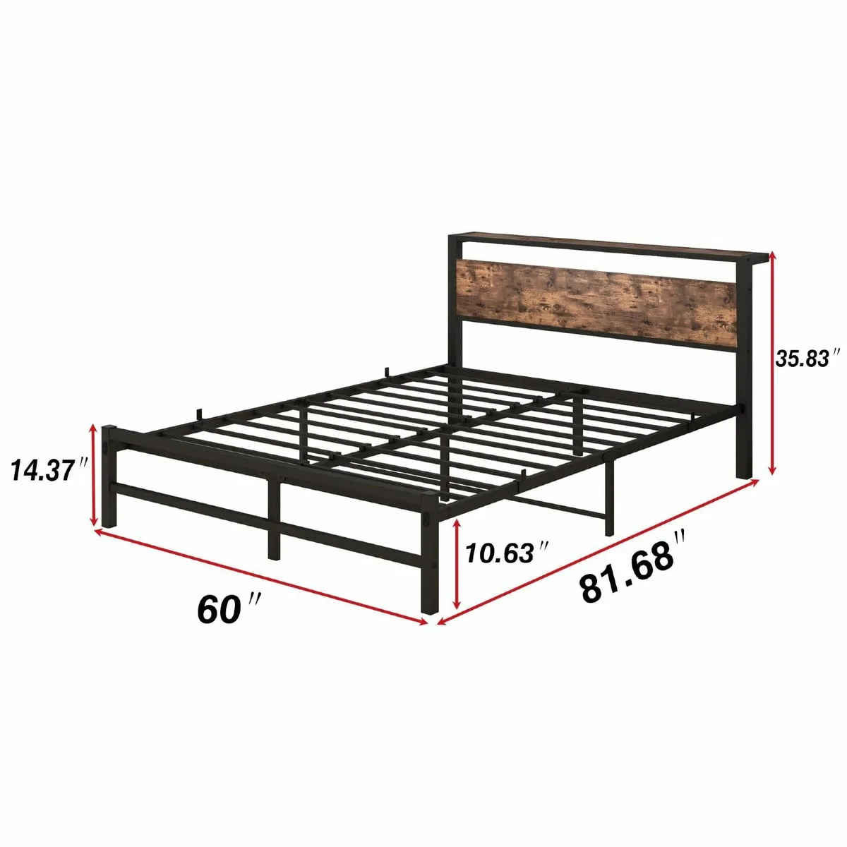 King Size bed frame With Wood Storage Headboard - Image 2