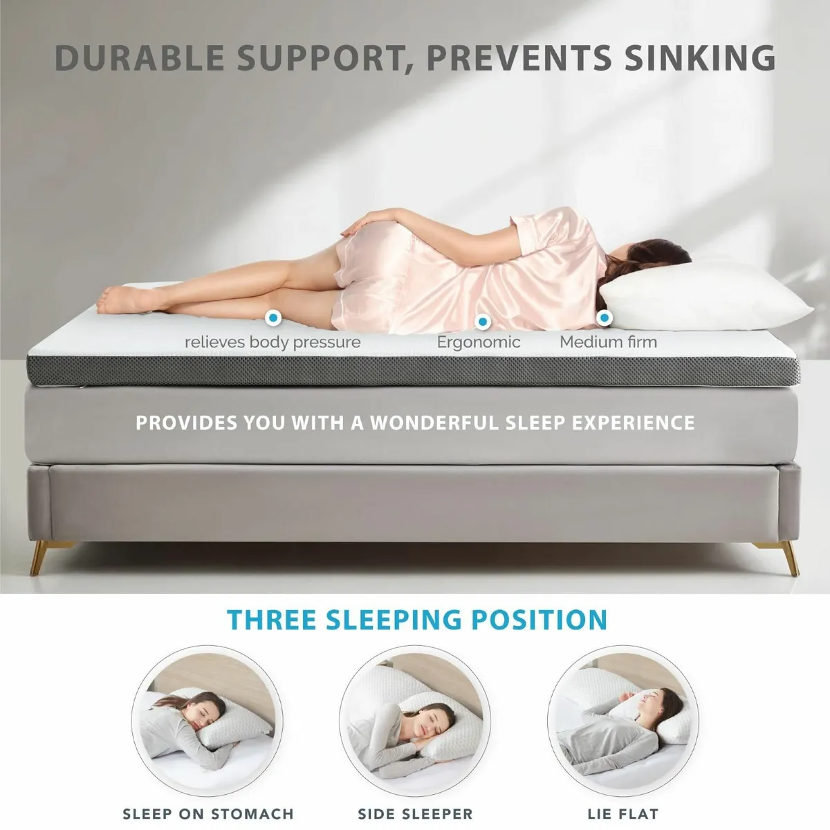 3 Inch Dual-Layer Memory Foam Mattress Topper for - Image 4
