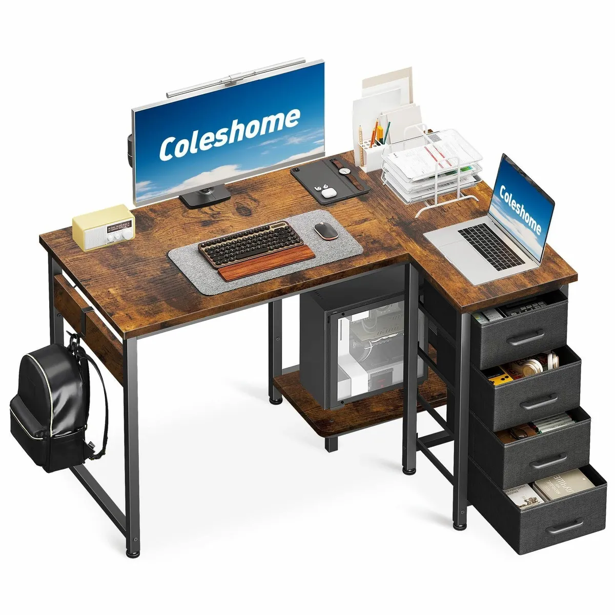 Computer Desk with Drawers 100x70 cm Corner for - Image 1