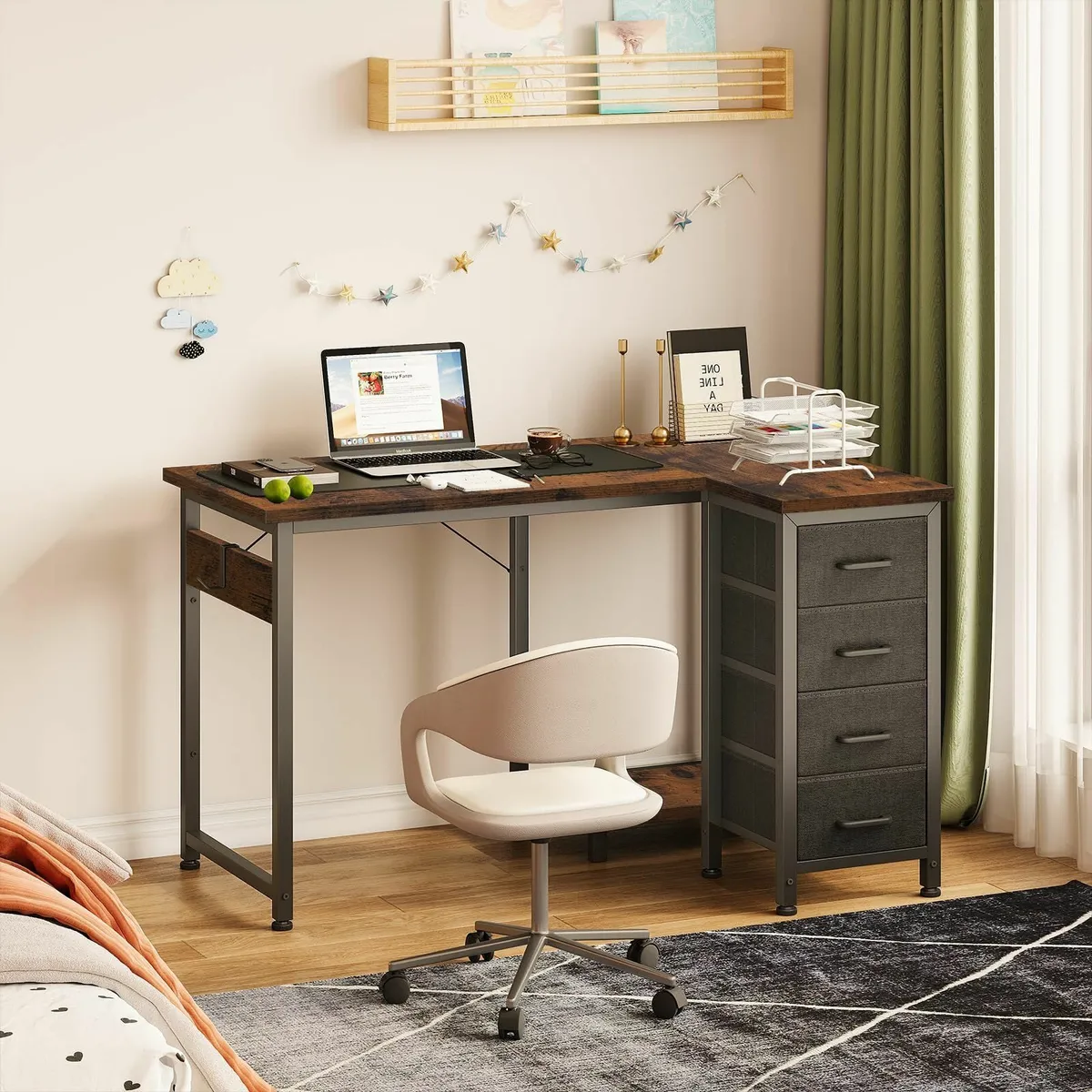 Computer Desk with Drawers 100x70 cm Corner for - Image 2