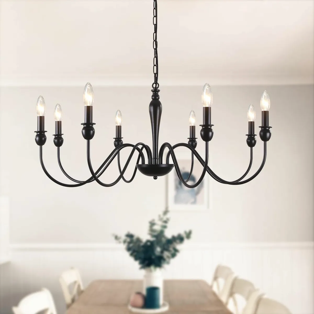 Black Chandelier 8-Light Farmhouse Chandeliers - Image 1