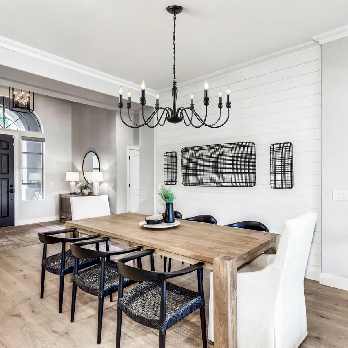 Black Chandelier 8-Light Farmhouse Chandeliers - Image 2