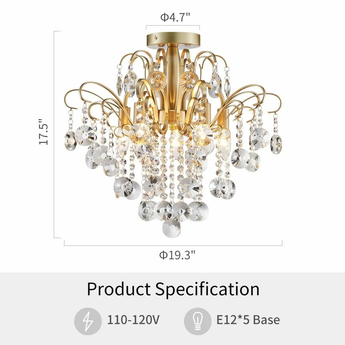 Crystal Chandelier Flushmount Ceiling Light - Image 2