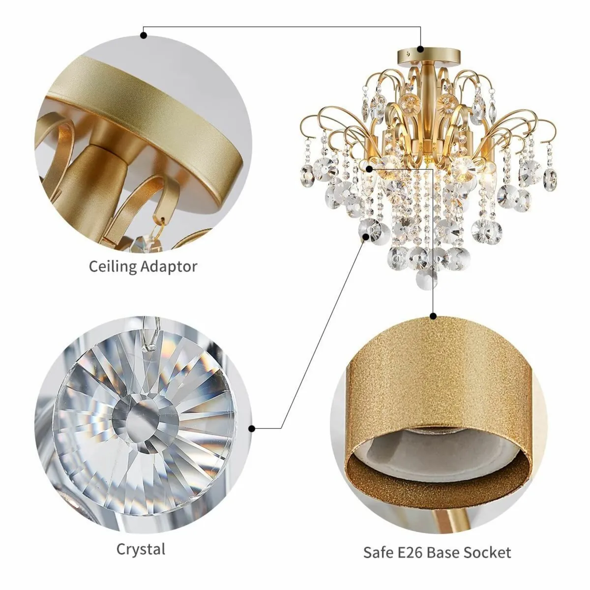 Crystal Chandelier Flushmount Ceiling Light - Image 3