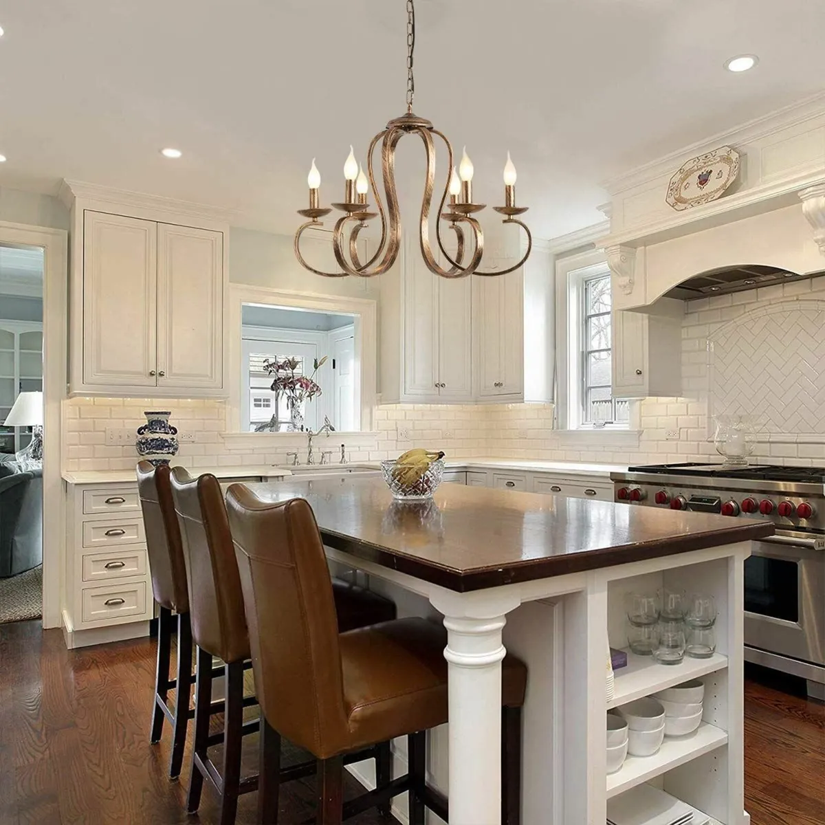 Chandeliers Retro Iron Pendant Chandelier Candle - Image 2