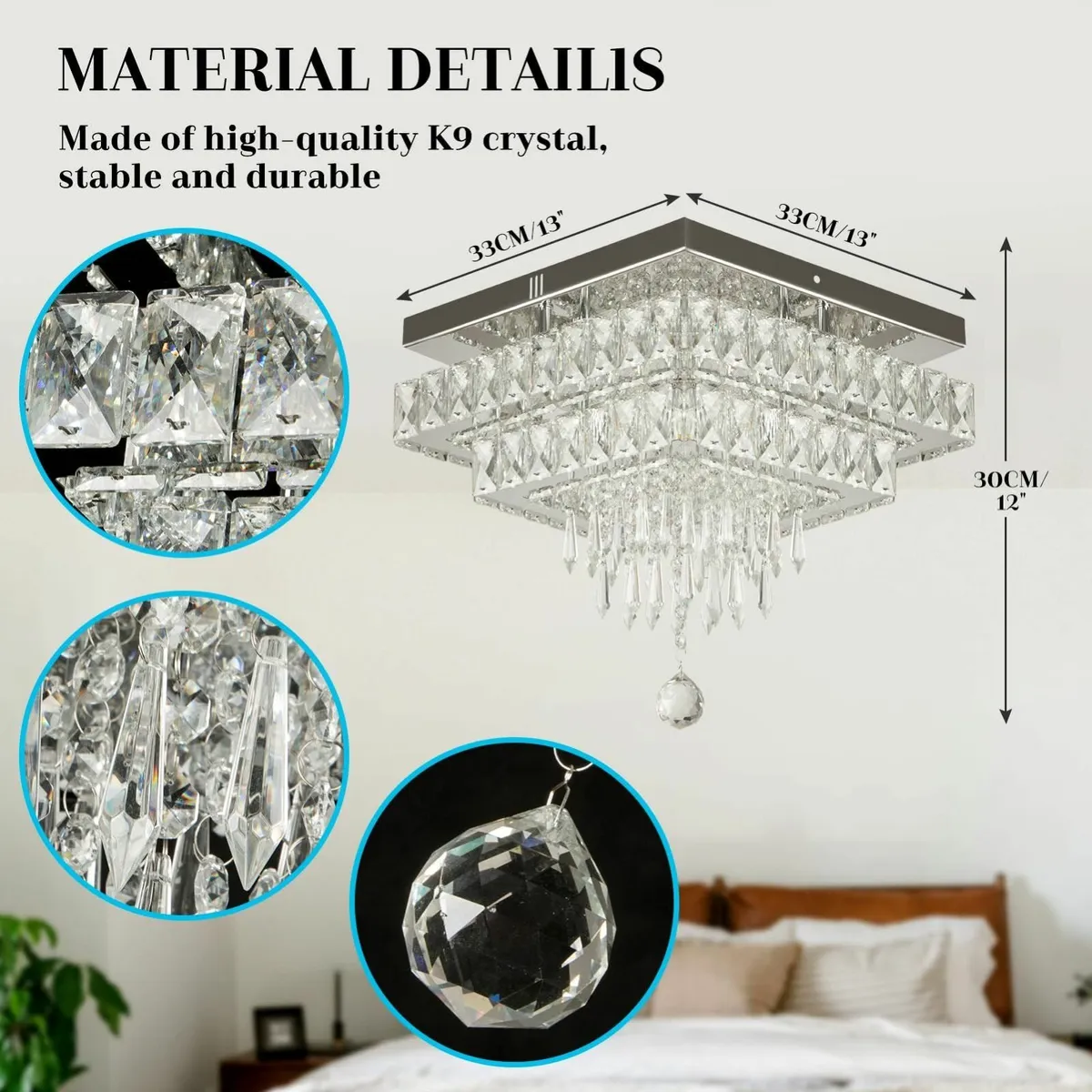 Crystal Chandeliers 13'' Modern LED Ceiling Light - Image 3