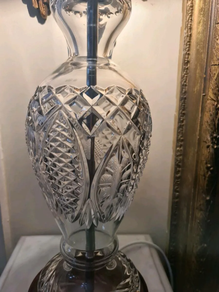 Tall vintage galway crystal lamp - Image 1