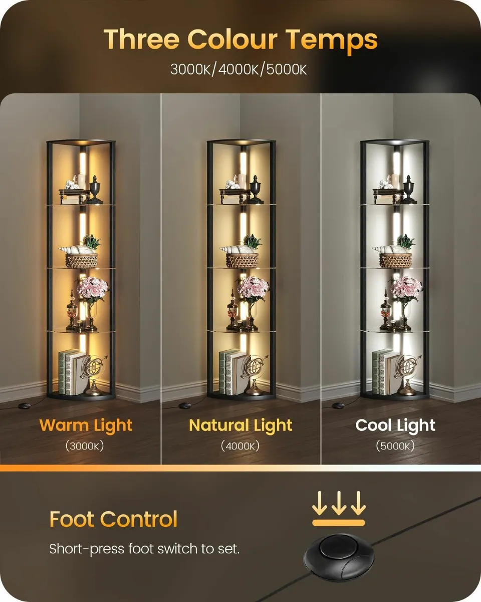 Floor Lamp with Shelves 4 Tier Wooden Standing - Image 2