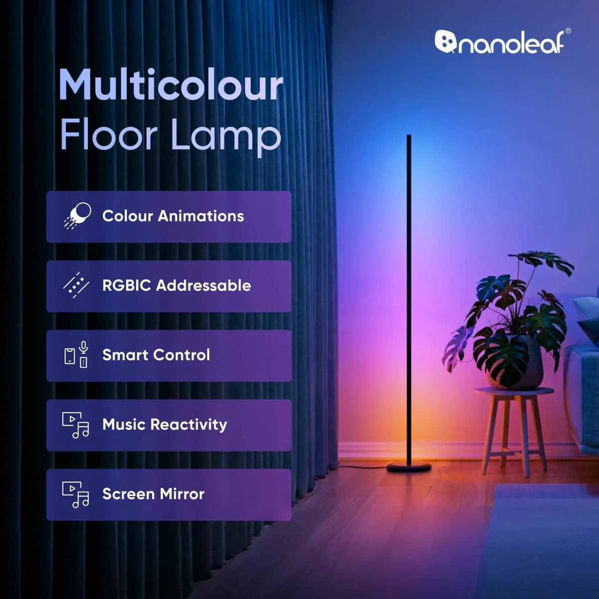 Matter Smart Floor Lamp Living Room Standing with - Image 2