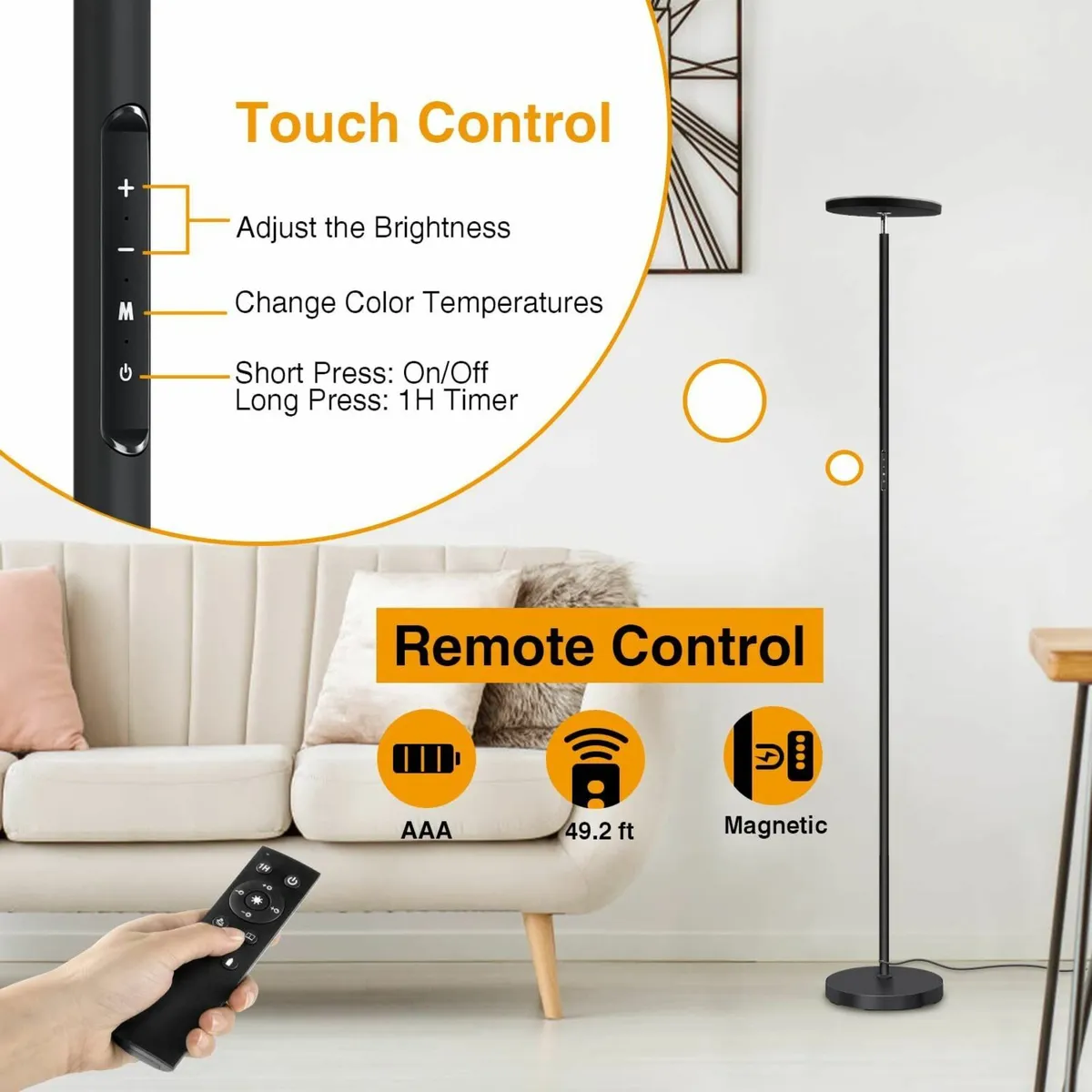 LED Uplighter Floor Lamp 30W 3000LM Bright Modern - Image 3