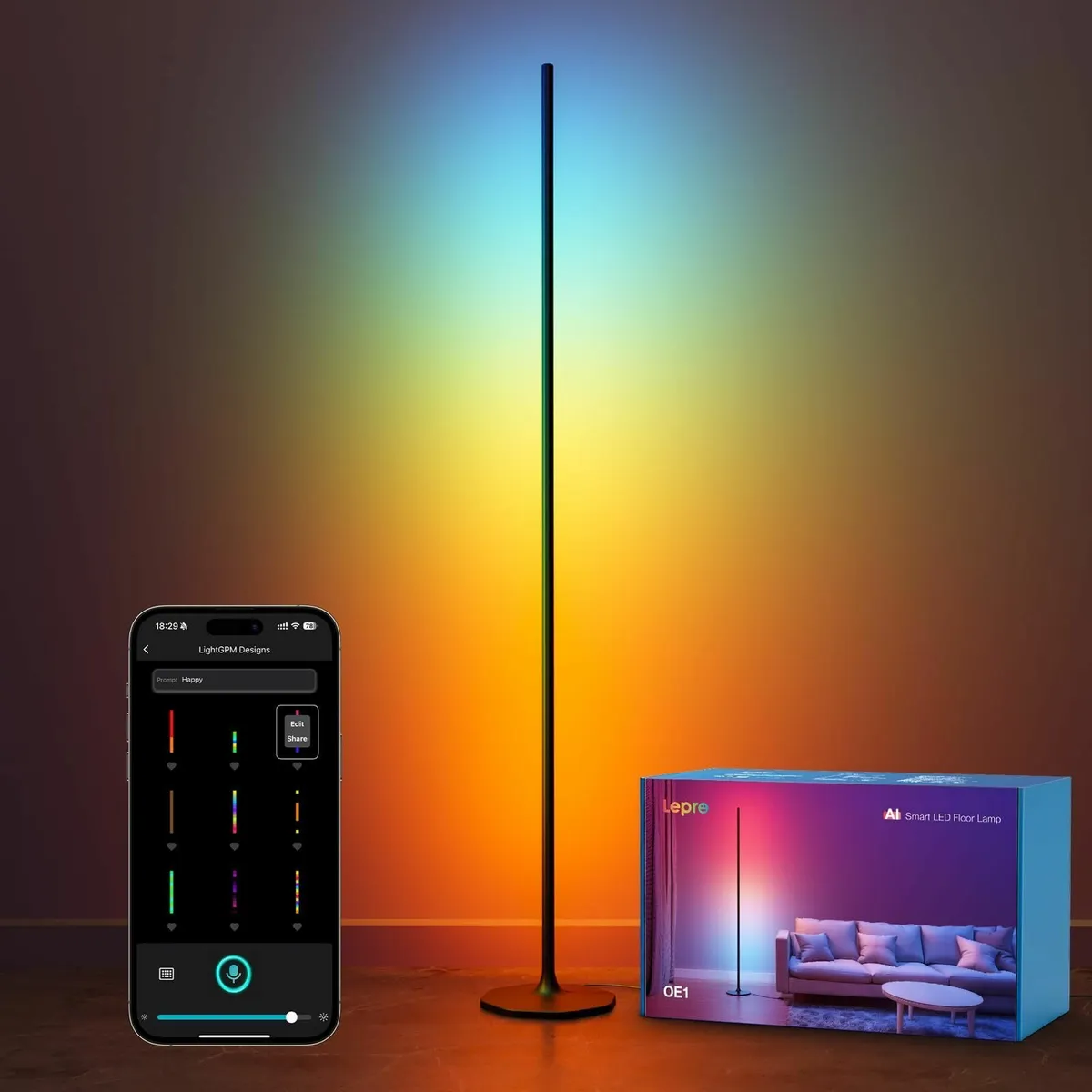 OE1 AI Floor Lamp Music Sync Smart Standing - Image 1
