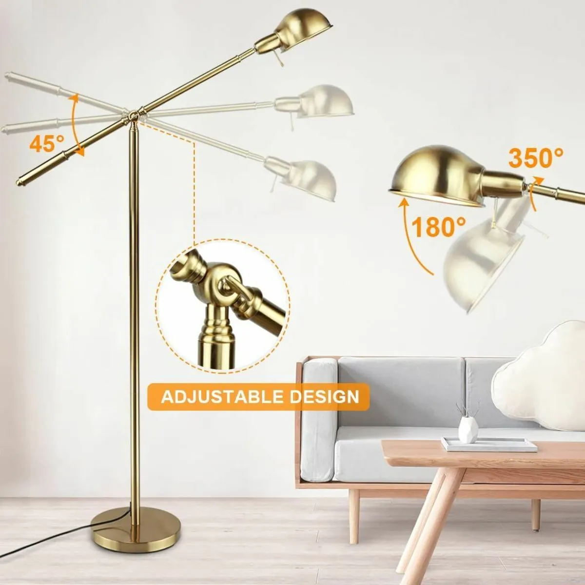 Metal Floor Lamp Adjustable Swing Arm Reading - Image 4