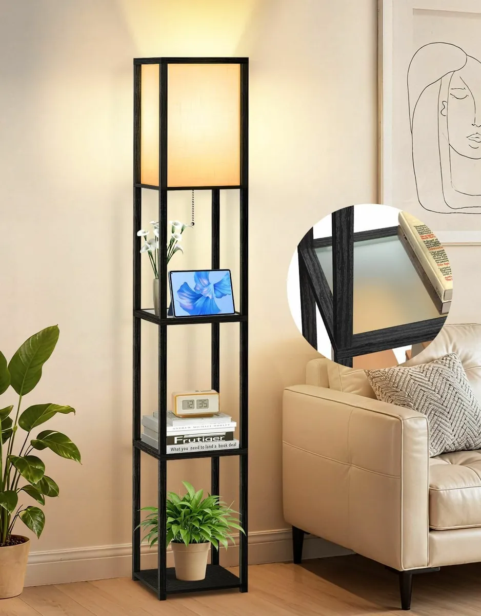 Floor Lamp with Glass Shelves 3000K-6000K - Image 1