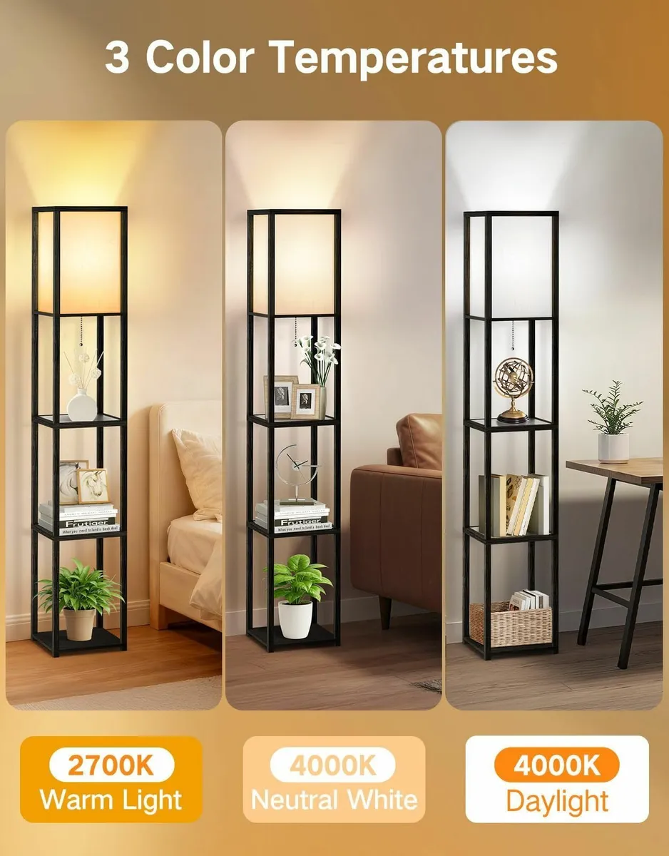 Floor Lamp with Glass Shelves 3000K-6000K - Image 2
