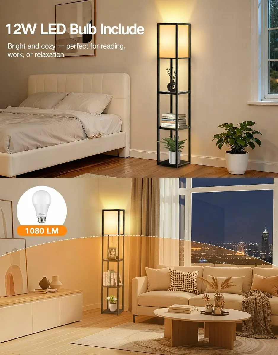 Floor Lamp with Glass Shelves 3000K-6000K - Image 4