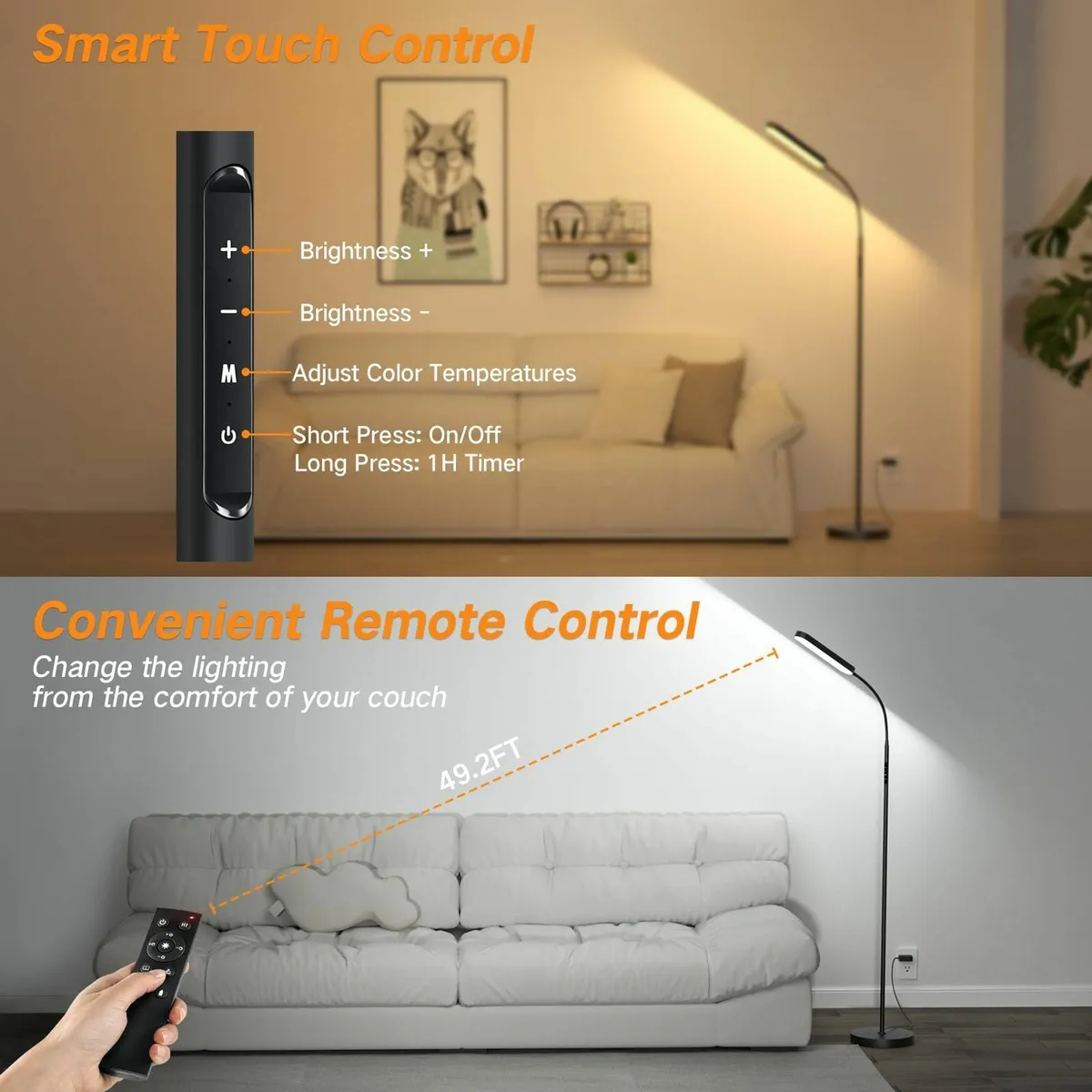 LED Floor Lamp 15W 1500LM Dimmable Adjustable - Image 4