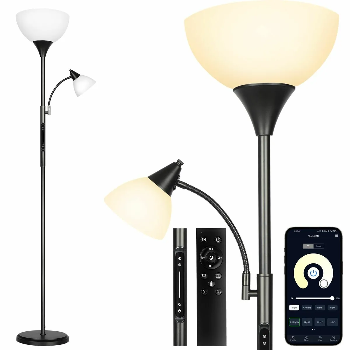 LED Dimmable Floor Lamp with Touch Control Remote - Image 1