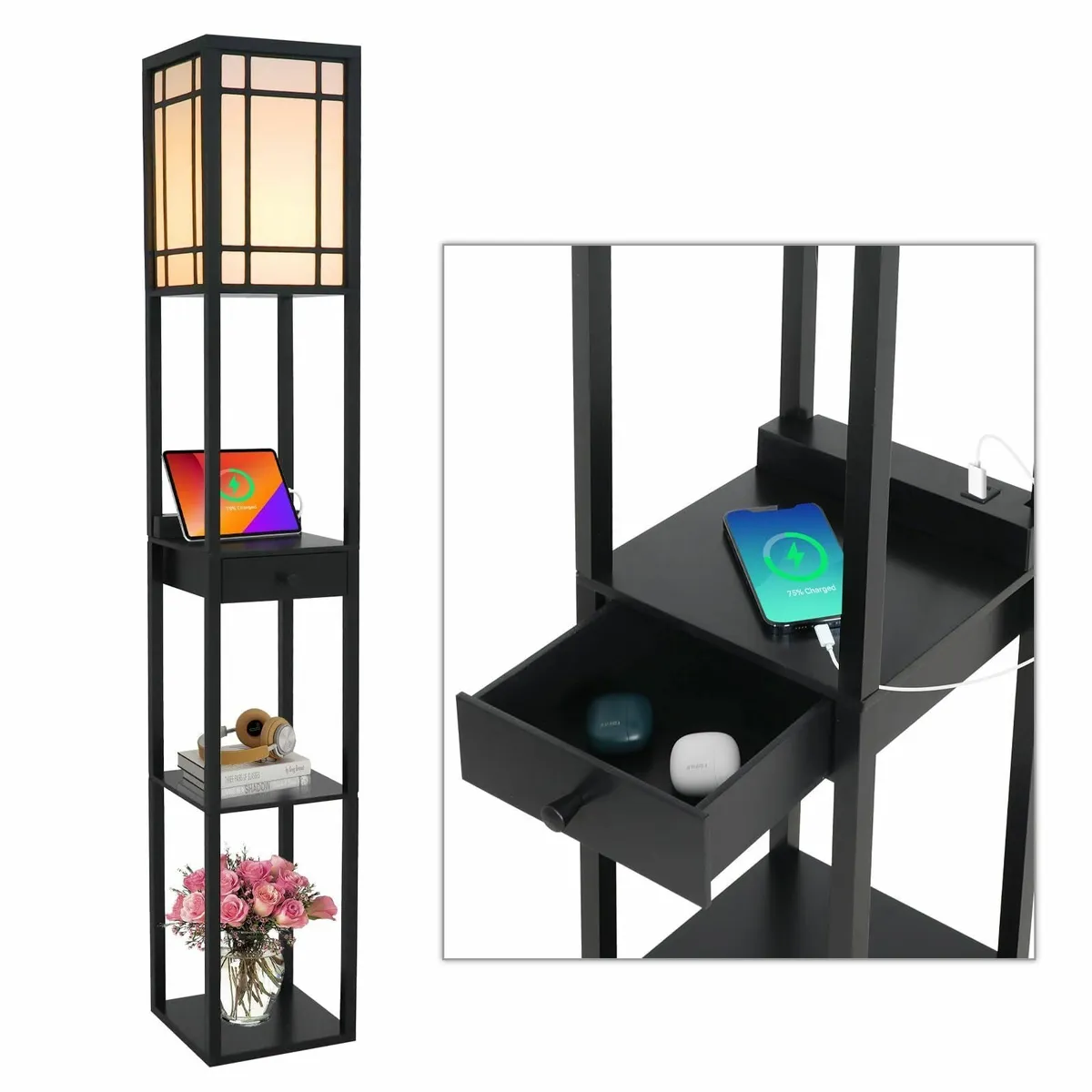 Floor Lamp Lamps with Shelves for Living Room 3 - Image 1