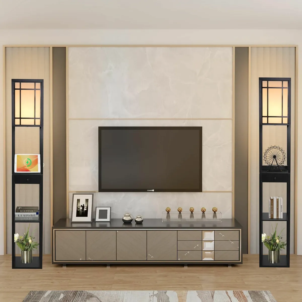 Floor Lamp Lamps with Shelves for Living Room 3 - Image 2