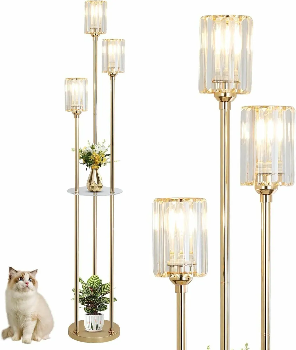 Modern Floor Lamp with Shelves 3-Lights Gold - Image 1
