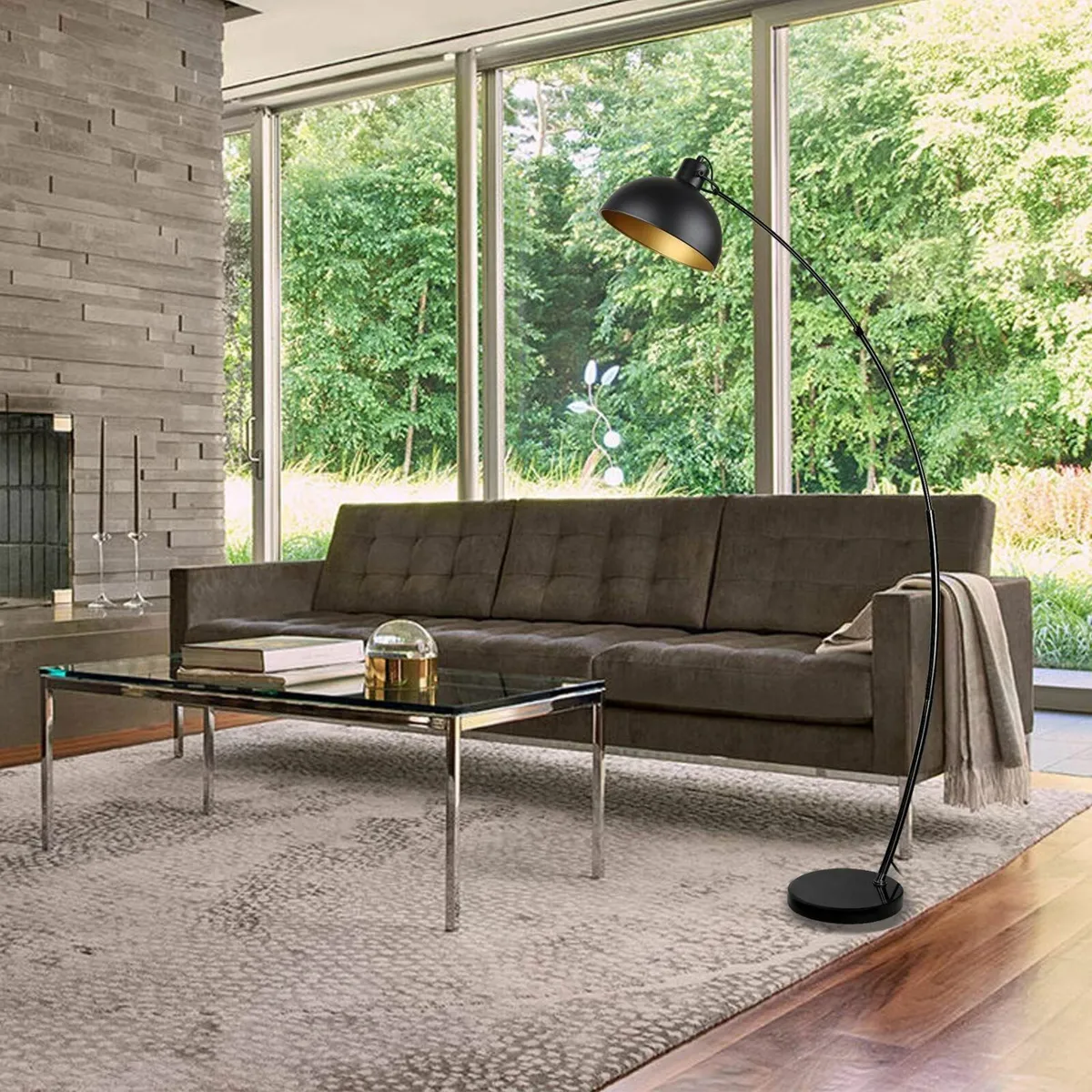 Floor lamp Vintage Arc Retro Lamps in Black-Golden - Image 4