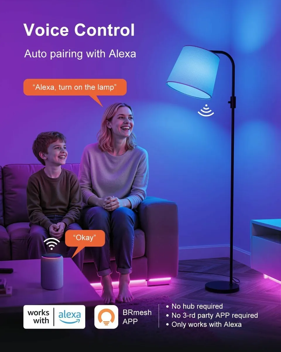Smart Floor Lamp RGB Alexa 10W 1200LM for Living - Image 2