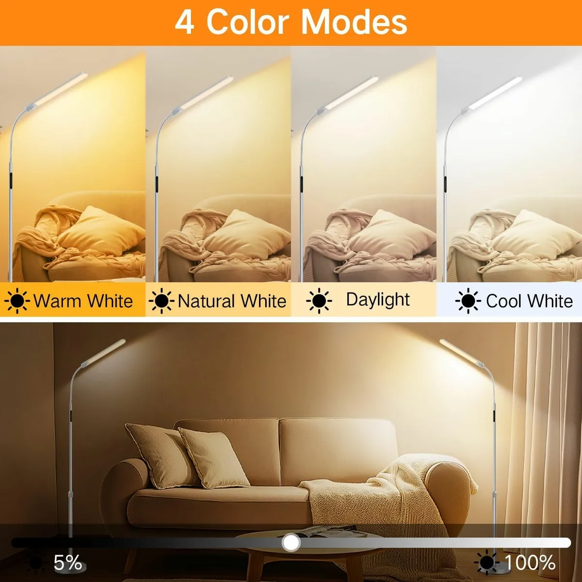 LED Floor Lamp 15W 1500LM Adjustable Height - Image 3